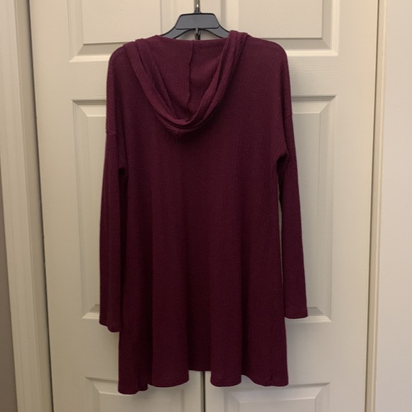 AE hooded lightweight open sweater SZ L-XL burgundy color - Picture 2 of 2